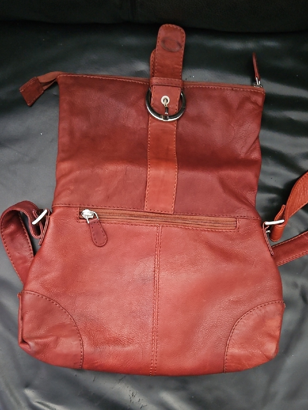 Vera Pelle  Rust 100% Leather  Italian Designer Purse Crossbody Shoulder Bag - Picture 9 of 13